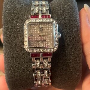 Victoria Wieck of Beverly Hils Bracelet Watch red and clear rhinestone